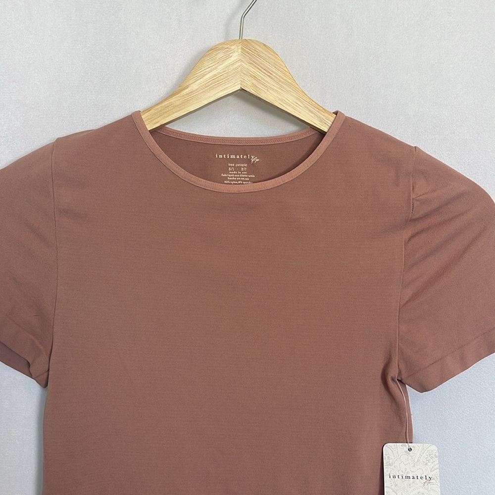 NWT Free People Intimately Alexis Tee Bodysuit Size S Copper Rose Short Sleeve - Picture 3 of 12